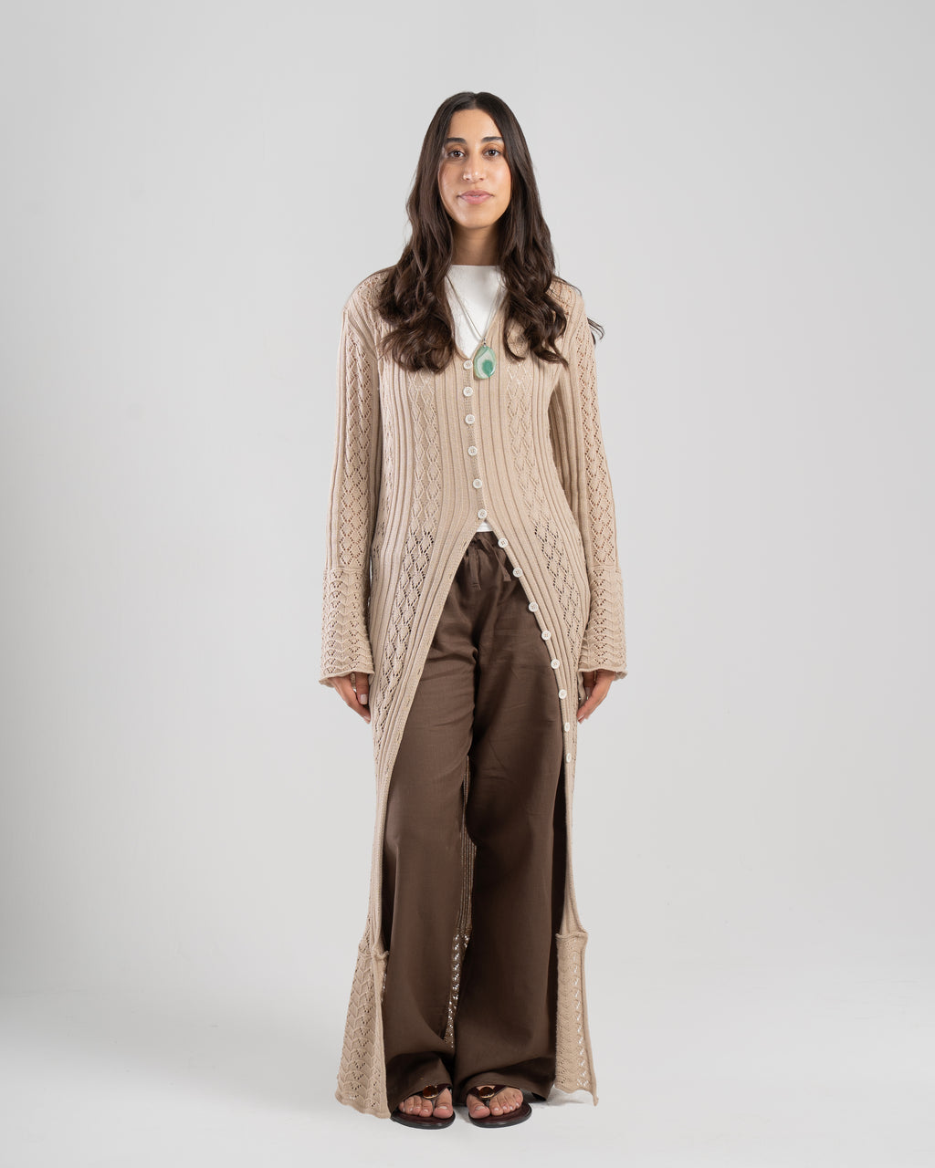 The Crochet Cardigan in Beige