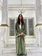 Olive Flowers Abaya Kaftan