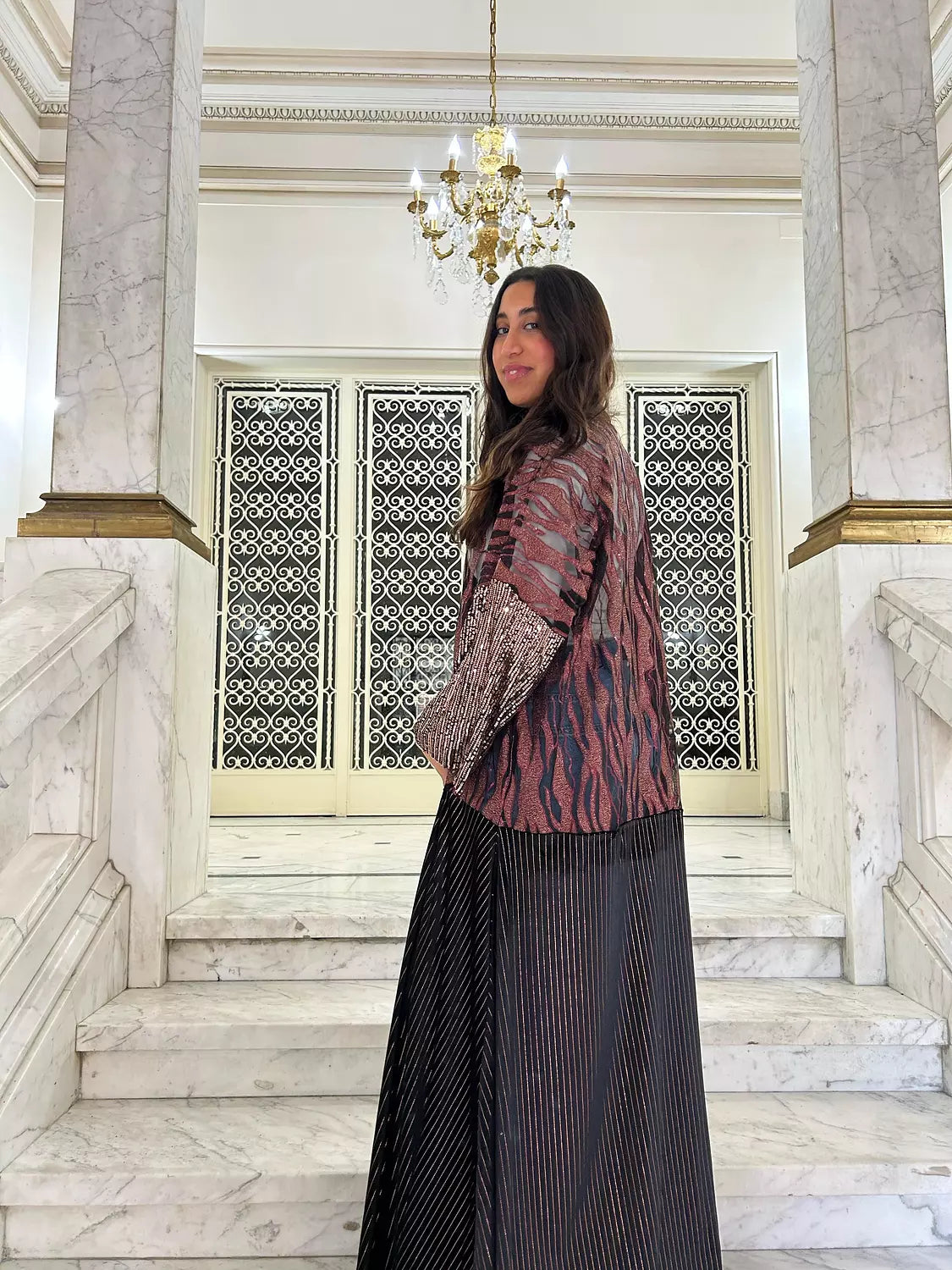 Rose Sequins Abaya Kaftan