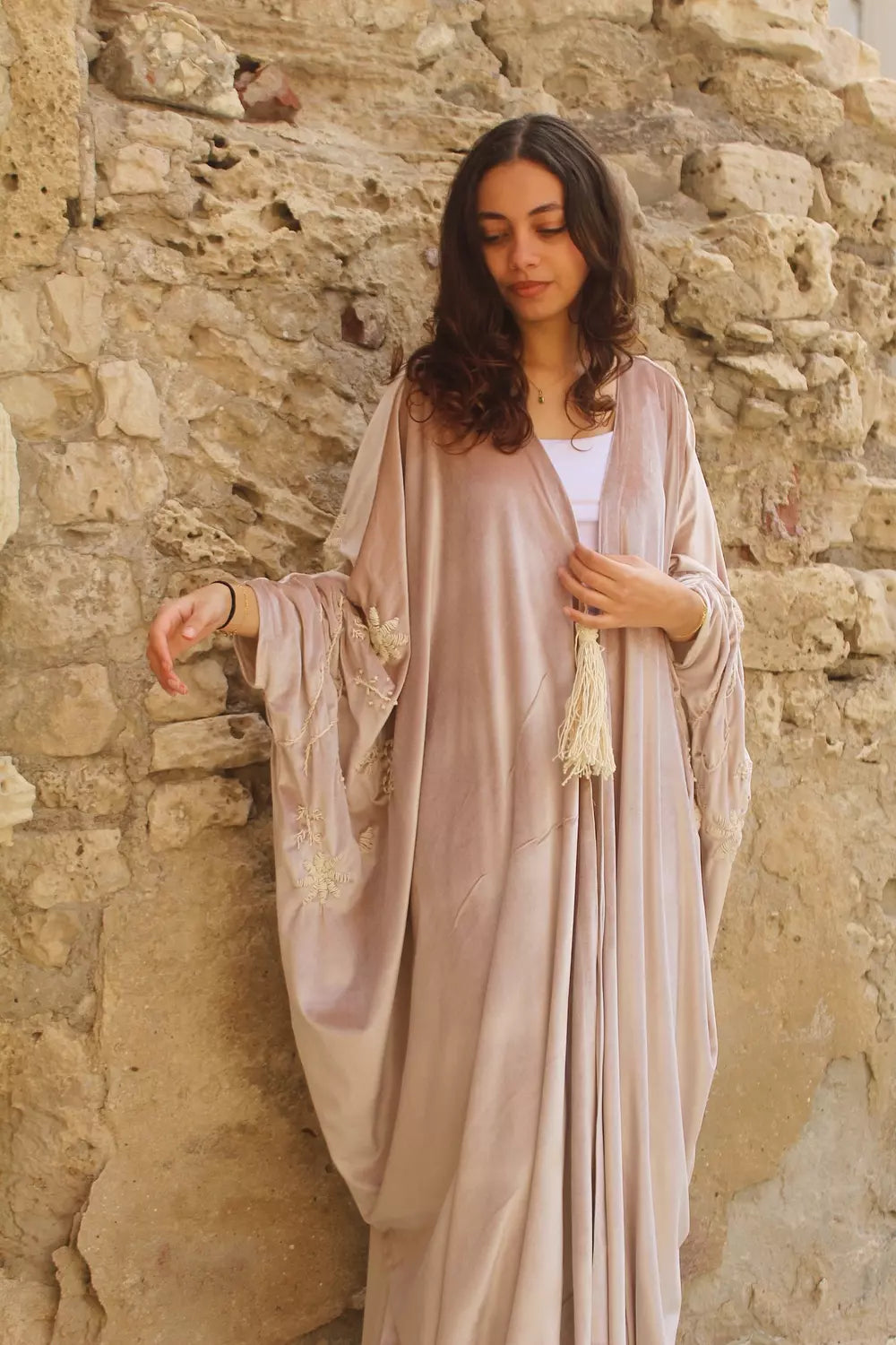 Ethereal Drape Rose Abaya Kaftan